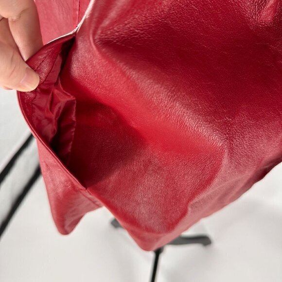 90s Vintage Red Leather Zip-Up Jacket โ Dialogue Size 1X - Picture 11 of 16